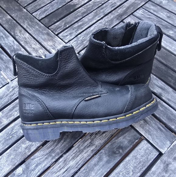Dr. Martens Black Anti Static Steel Toe Black Leather Chelsea Work Boot 6M - Picture 1 of 14